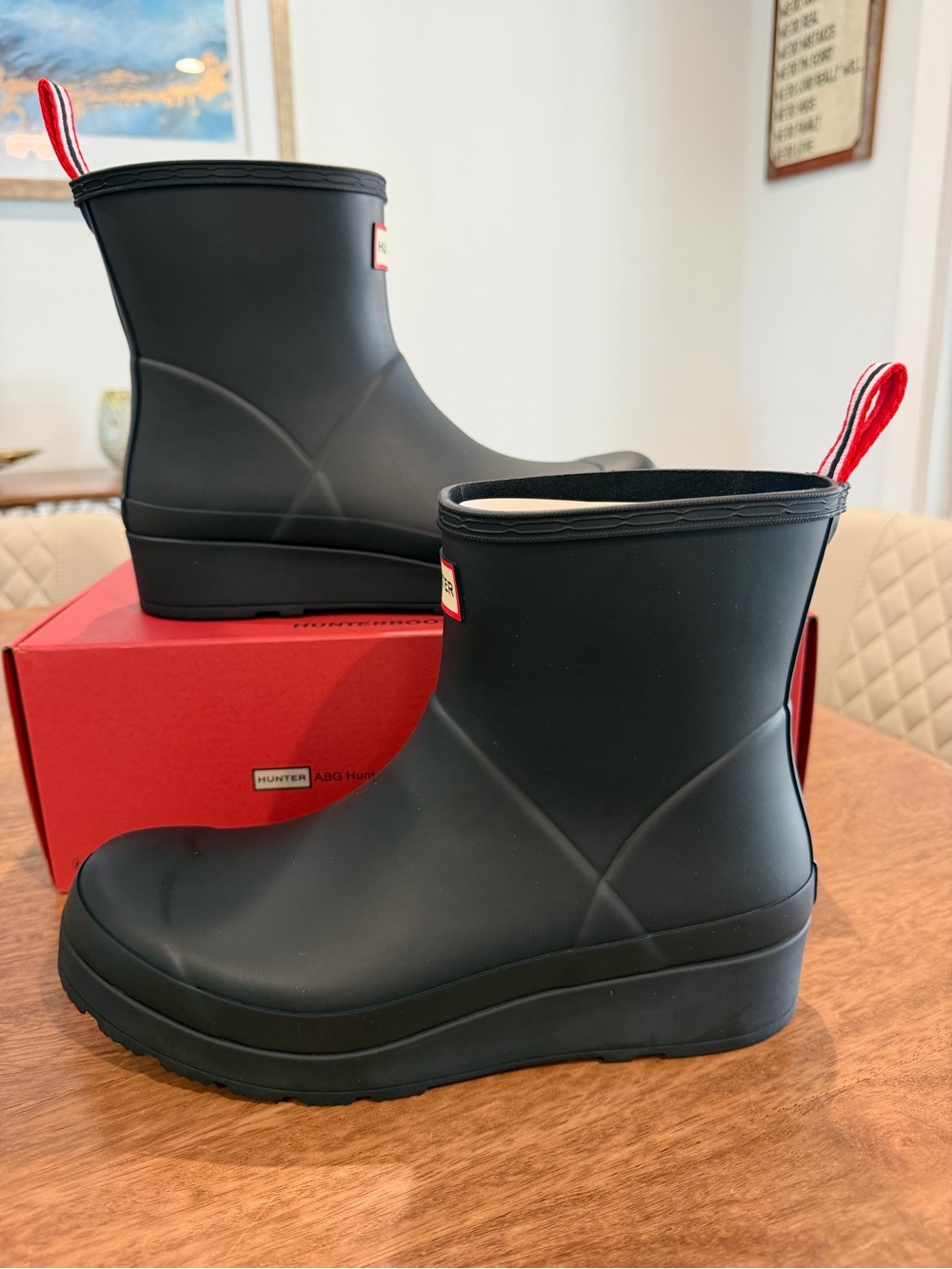 Hunter Women's Matte Black Play Short Waterproof Rain Boots US 9